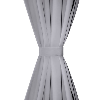 2 pcs Rideau Blackout Occultant Gris avec Œillets en métal 135x245cm