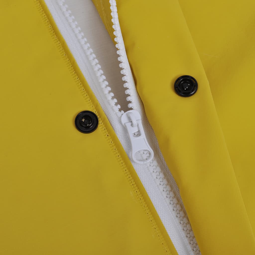 Manteau de pluie long imperméable résistant à capuche jaune L