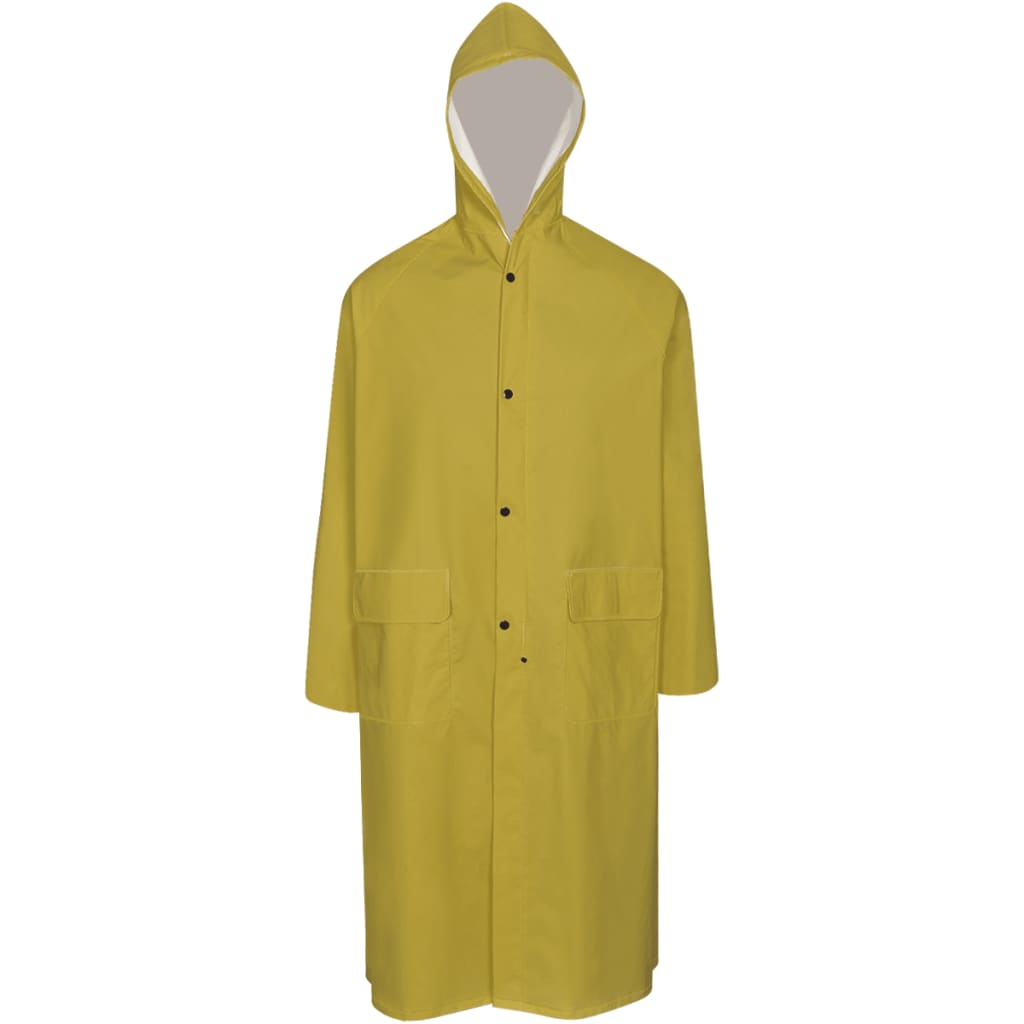 Manteau de pluie long imperméable résistant à capuche jaune XL