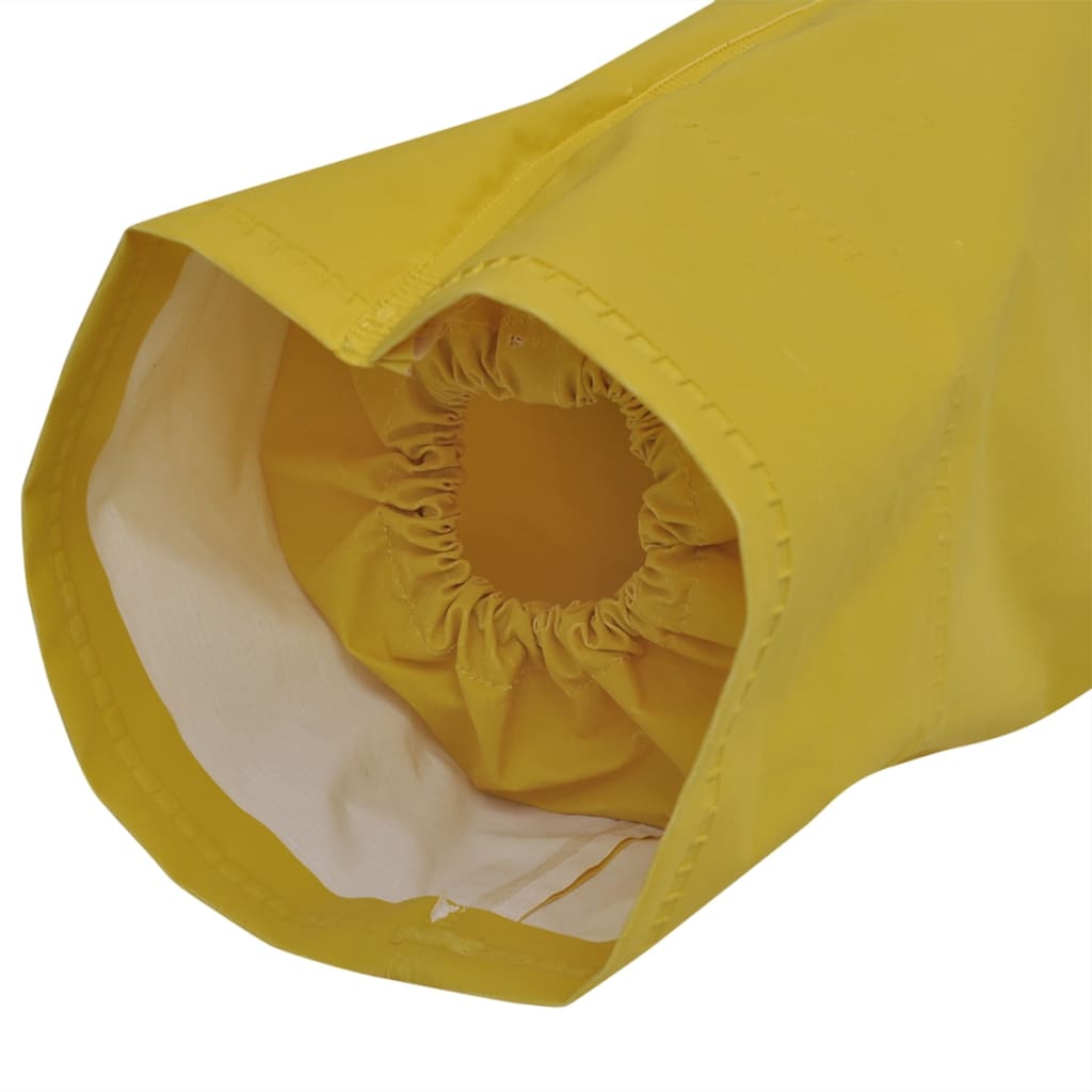 Manteau de pluie long imperméable résistant à capuche jaune XL