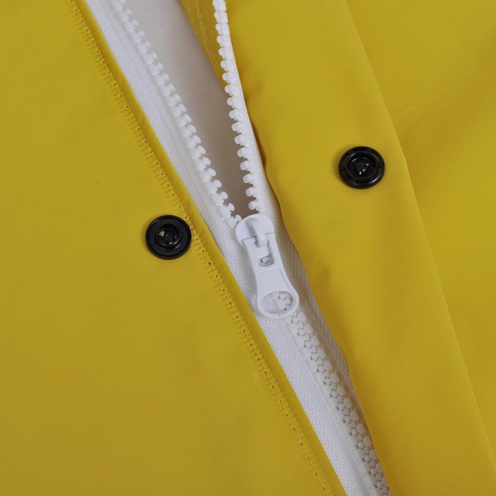 Manteau de pluie long imperméable résistant à capuche jaune XL