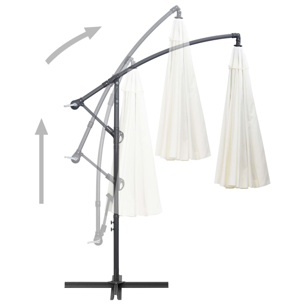Parasol suspendu avec poteau en aluminium Blanc 3 m