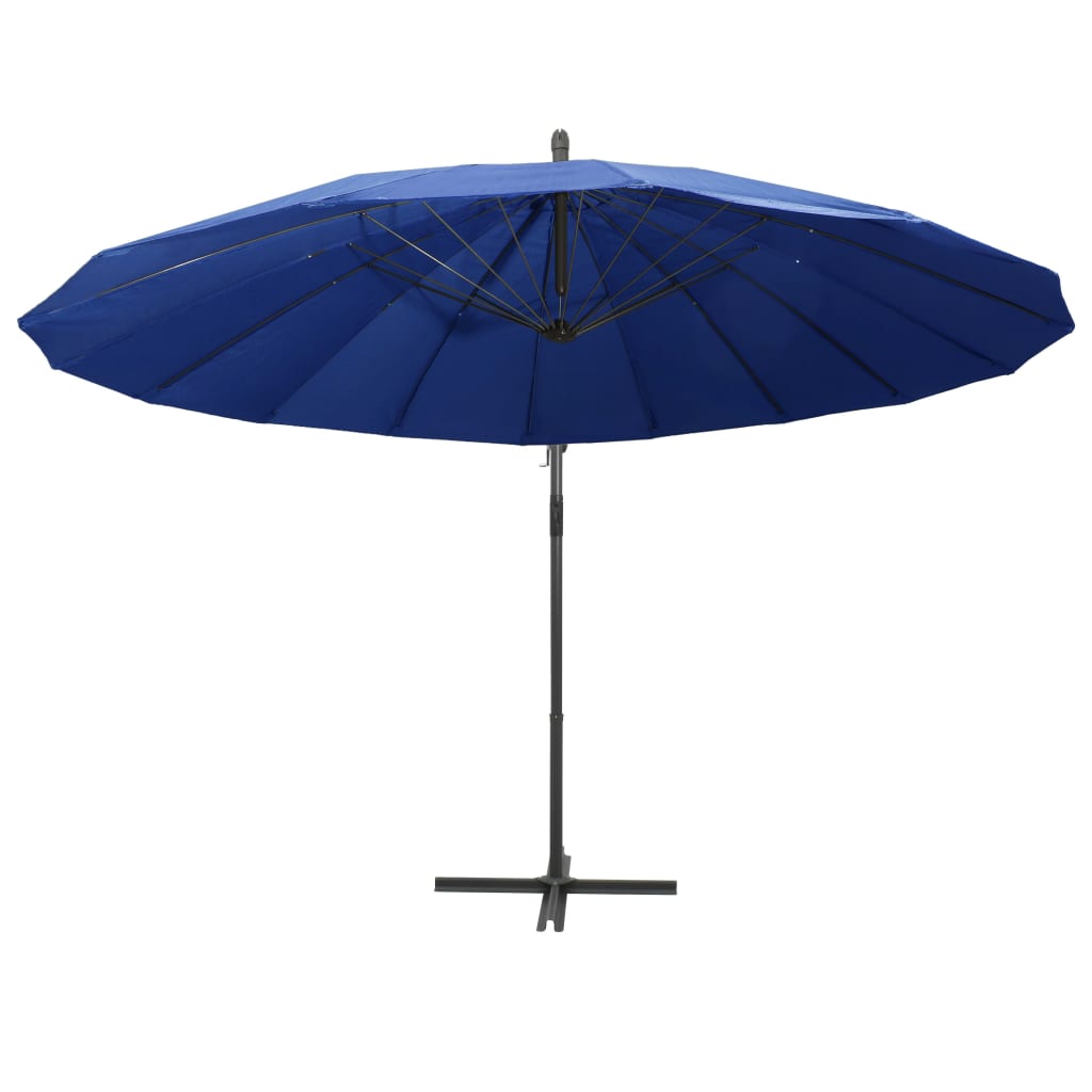 Parasol suspendu avec poteau bleu 3 m