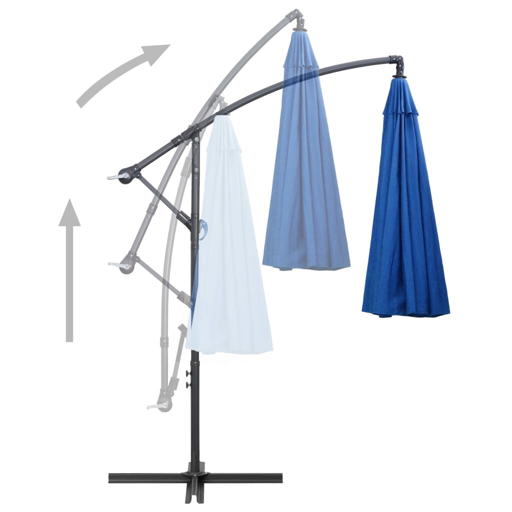 Parasol suspendu avec poteau bleu 3 m