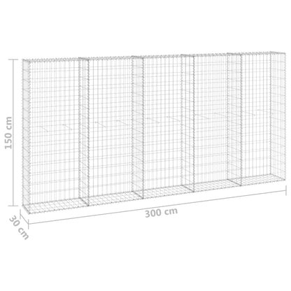 vidaXL Mur en gabion avec couvercles Acier galvanisé 300x30x150 cm