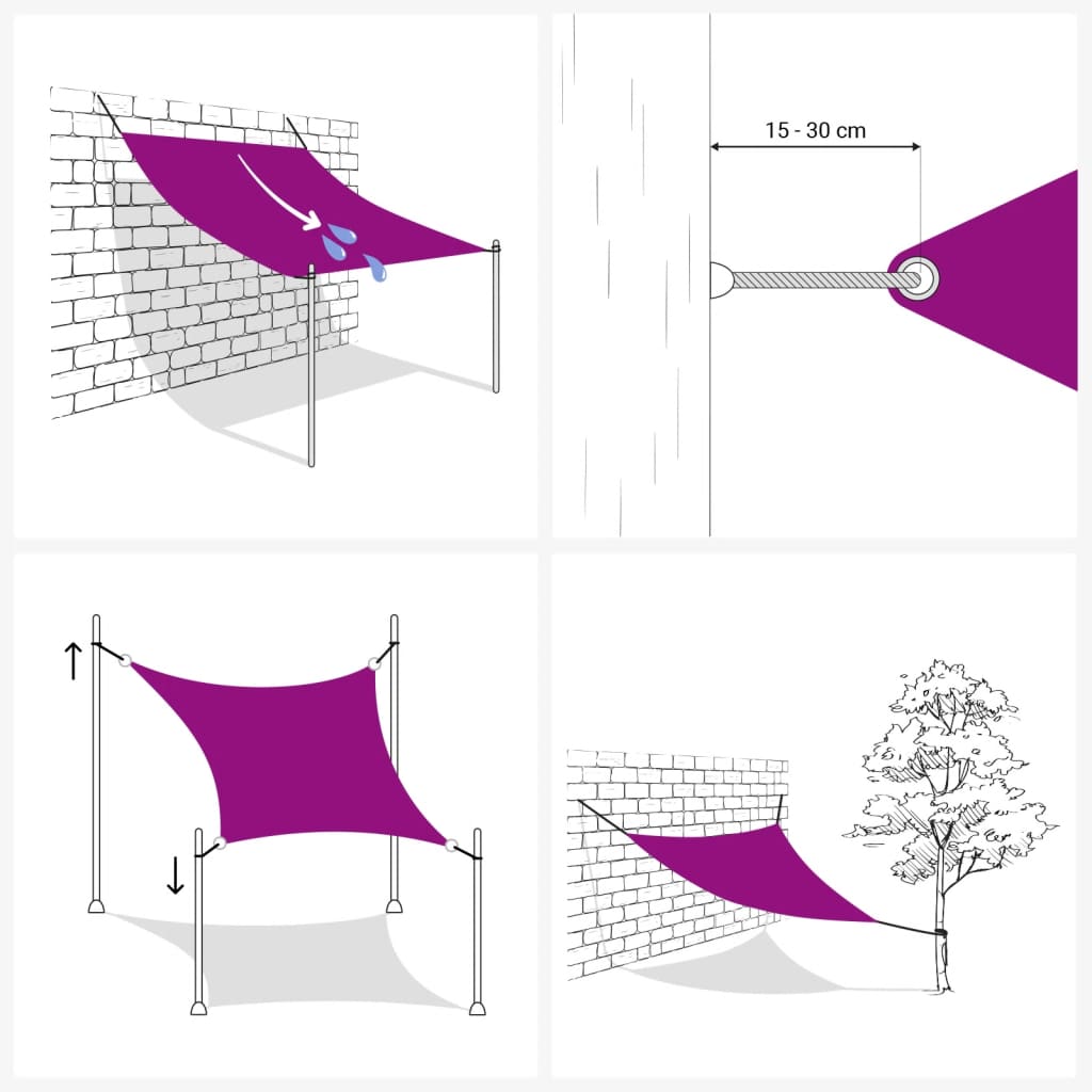 Voile de parasol tissu oxford rectangulaire 2,5x3,5 m jaune
