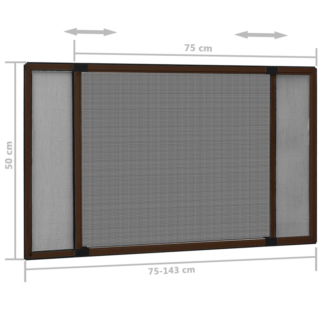 Moustiquaire extensible pour fenêtres Marron (75-143)x50 cm