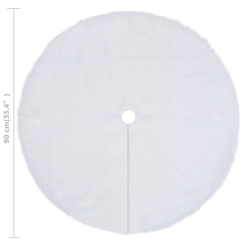 Jupe de sapin de Noël Blanc 90 cm Fausse fourrure
