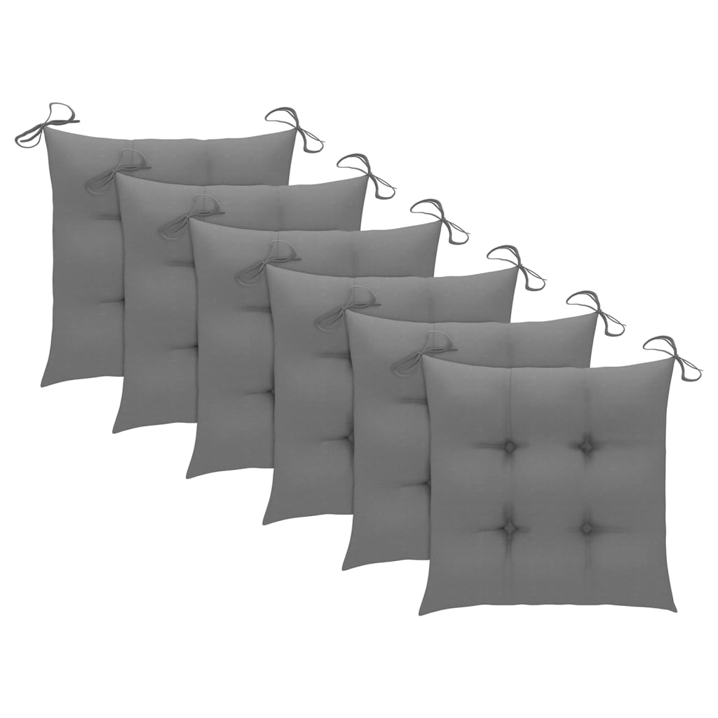 Chaises de jardin empilables avec coussins lot de 6 Teck solide