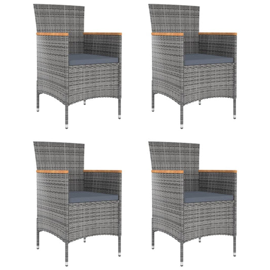 Chaises à manger de jardin lot de 4 Résine tressée Gris
