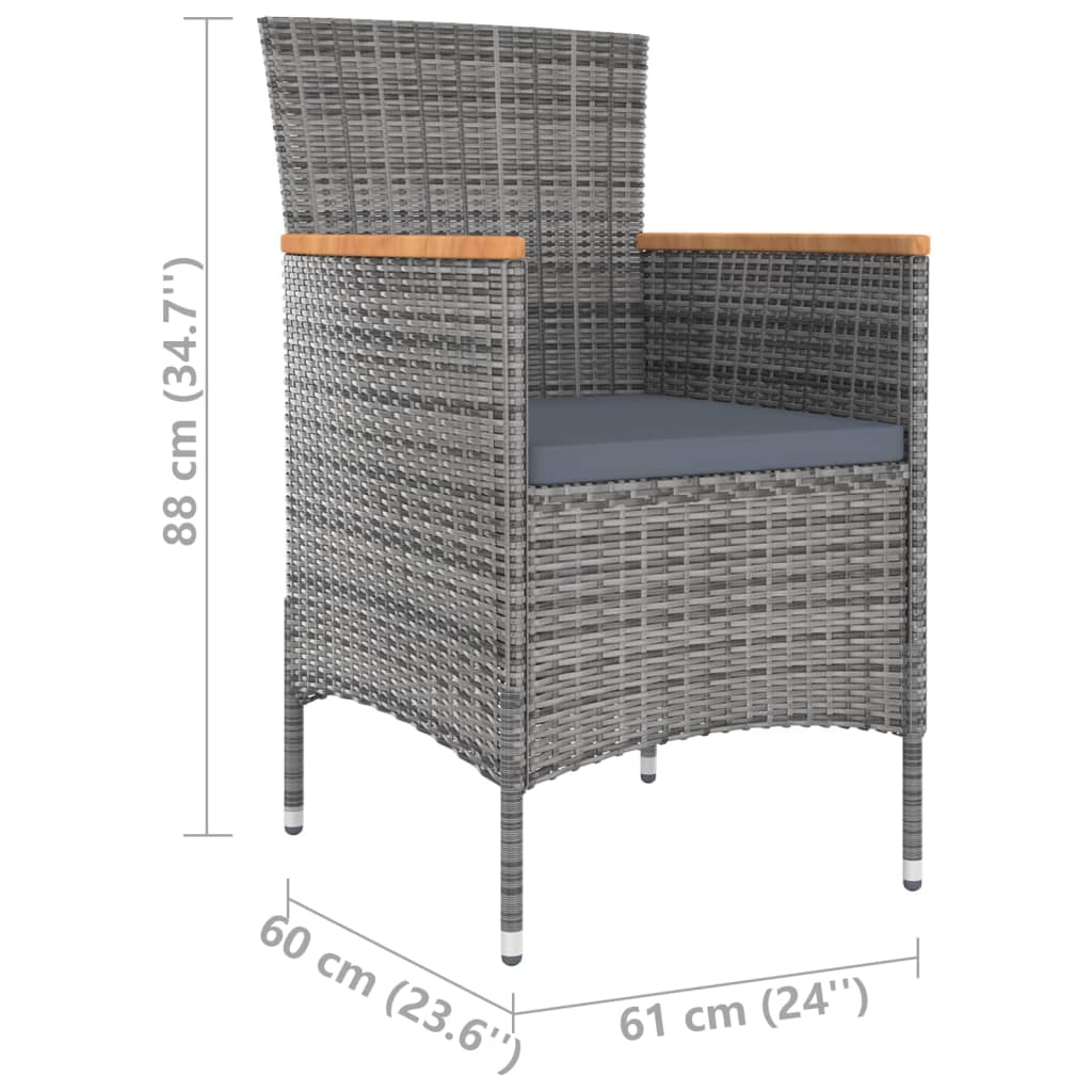 Chaises à manger de jardin lot de 4 Résine tressée Gris