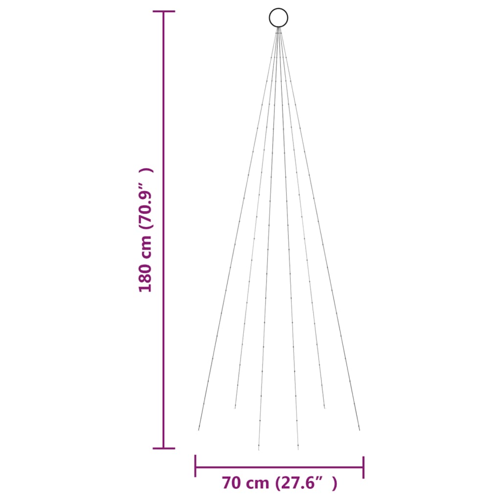 Sapin de Noël sur mât de drapeau 108 LED Bleues 180 cm