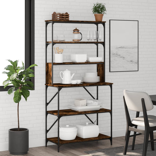 vidaXL Support de boulanger à 6 niveaux chêne fumé 90x40x180 cm