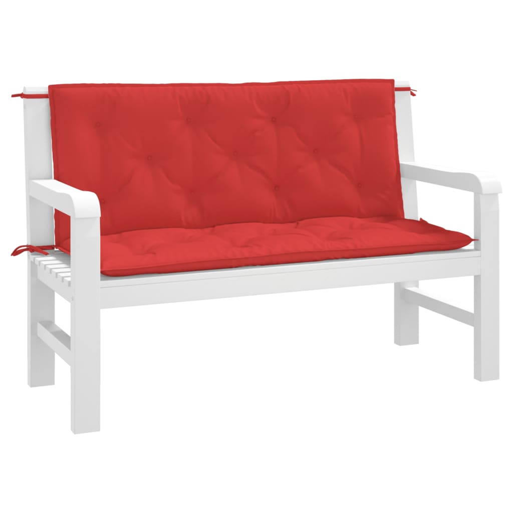 Coussins de banc jardin lot de 2 rouge 120x50x7 cm tissu Oxford