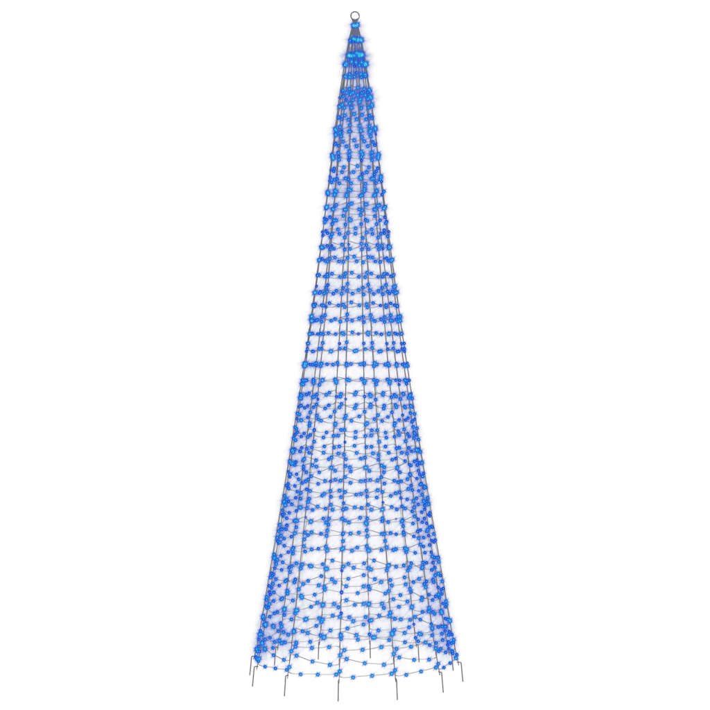 Sapin de Noël à LED sur mât de drapeau 1534 LED bleu 500 cm