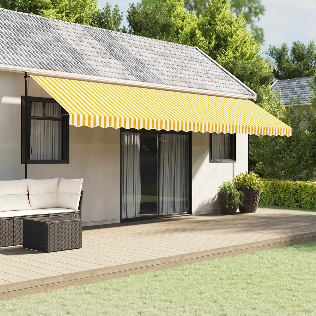 Tissu de remplacement de cantonnière d’auvent jaune blanc 6 m