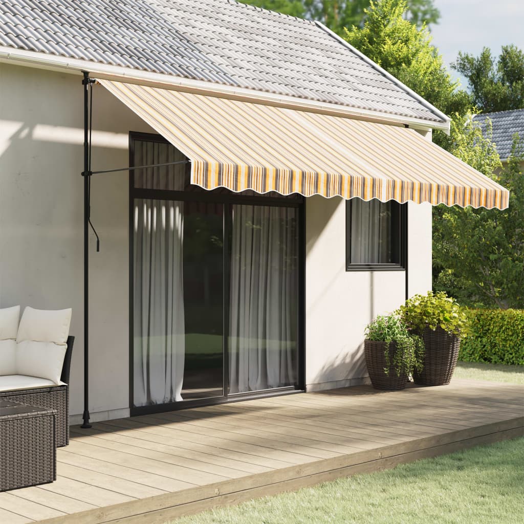 Tissu de remplacement de cantonnière d’auvent rayure jaune gris