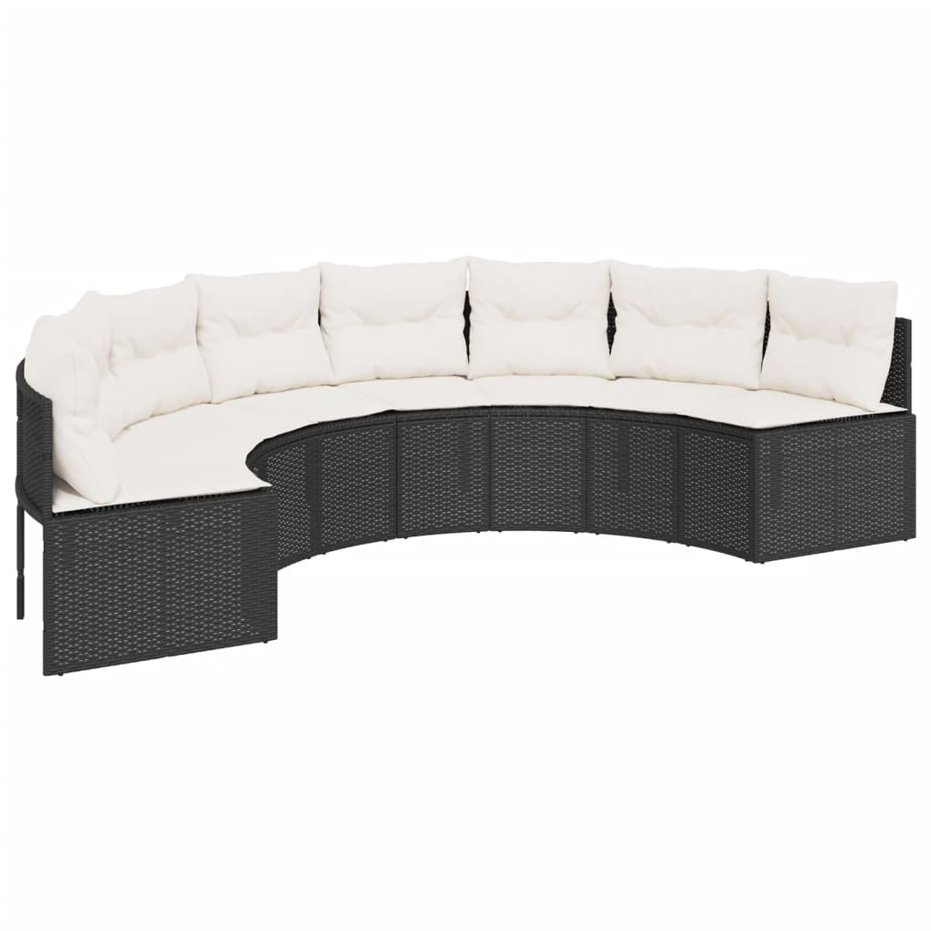 Salon de jardin 2 pcs demi-rond noir résine tressée