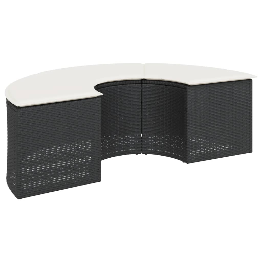 Salon de jardin 2 pcs demi-rond noir résine tressée