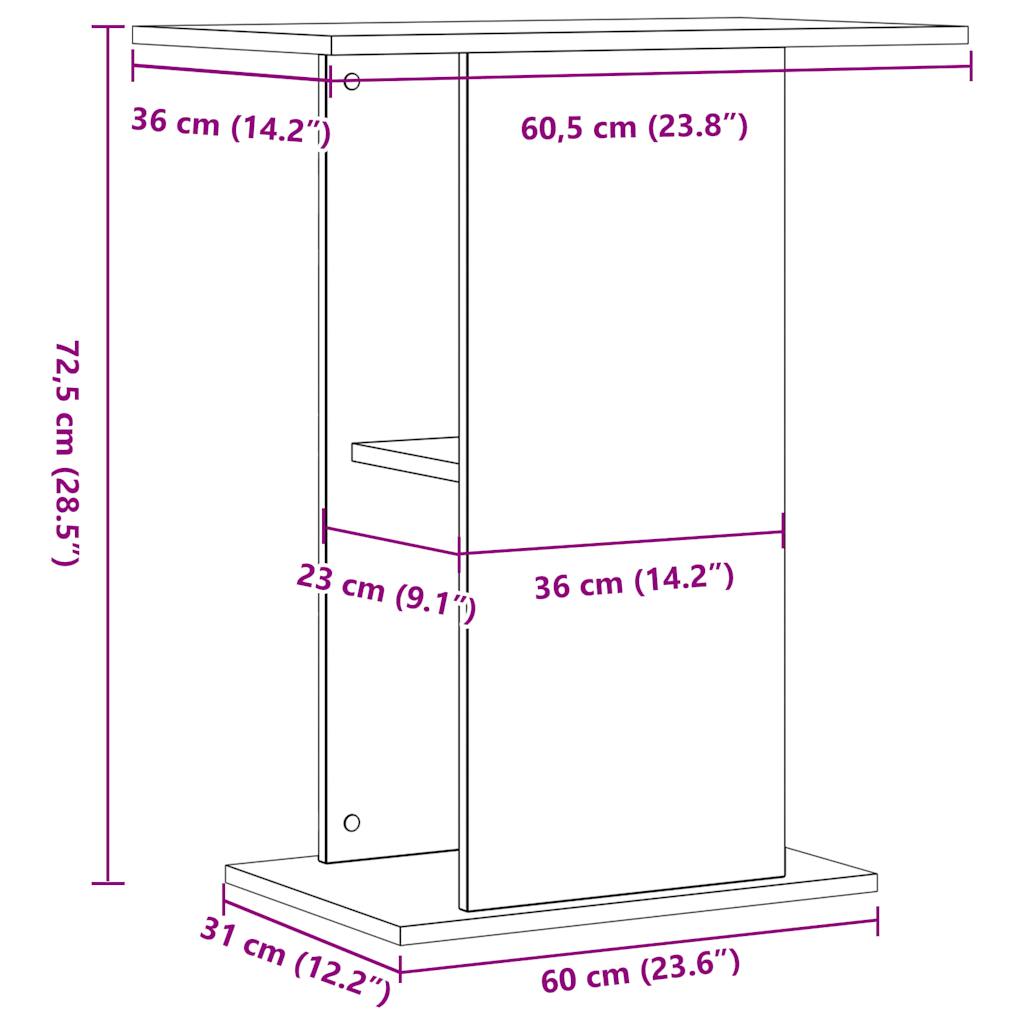 Support d'aquarium vieux bois 36x60,5x72,5 cm bois d'ingénierie