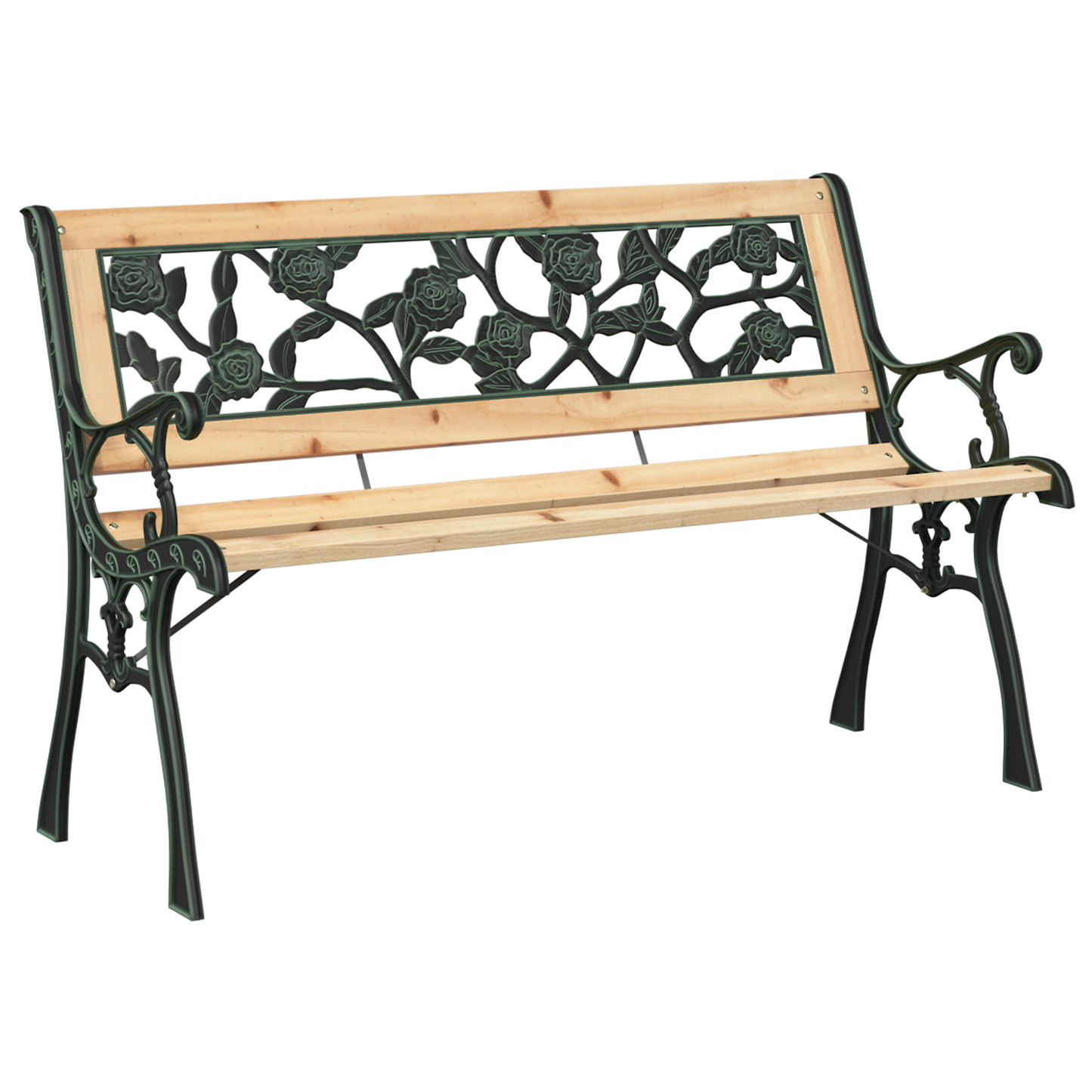 Banc de jardin vidaXL avec dossier à motif de roses 116 cm en bois