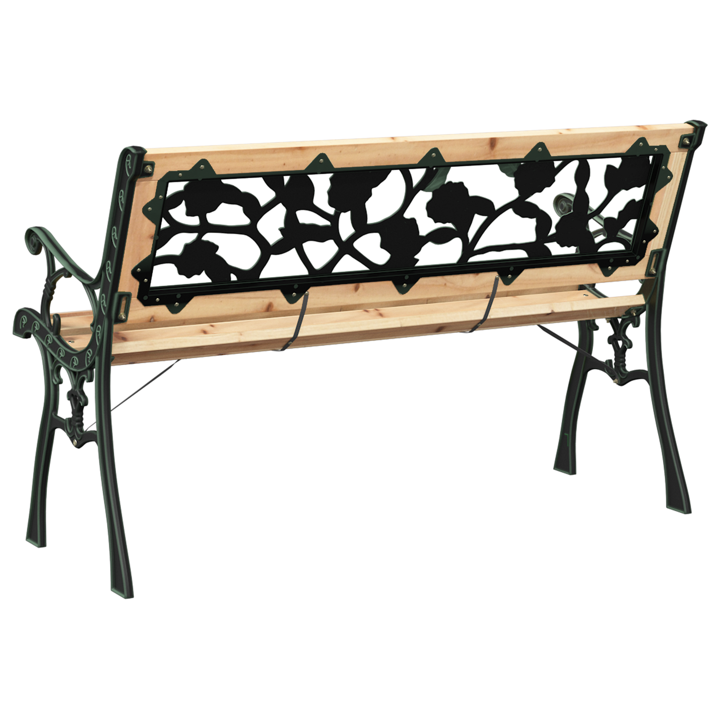Banc de jardin vidaXL avec dossier à motif de roses 116 cm en bois