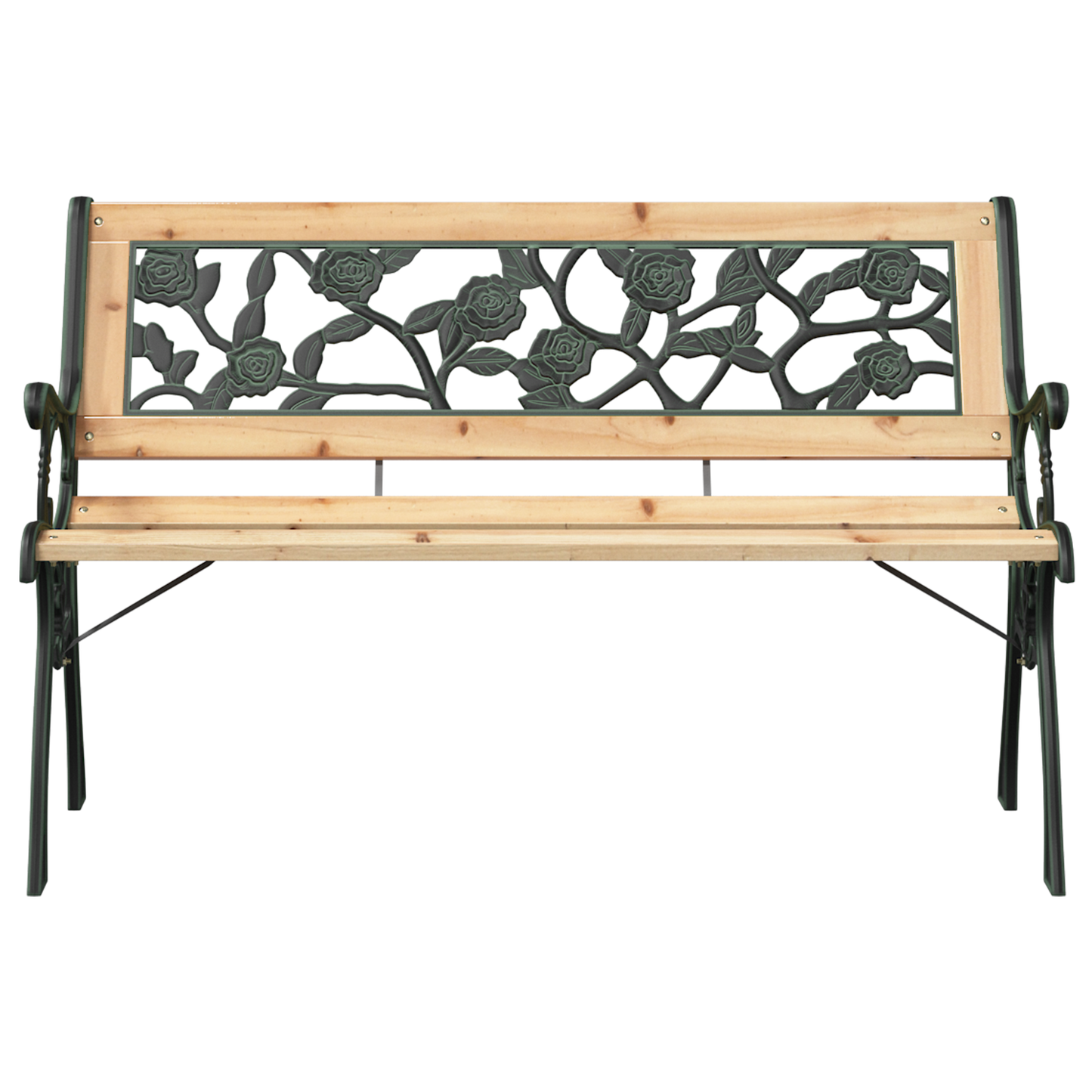 Banc de jardin vidaXL avec dossier à motif de roses 116 cm en bois