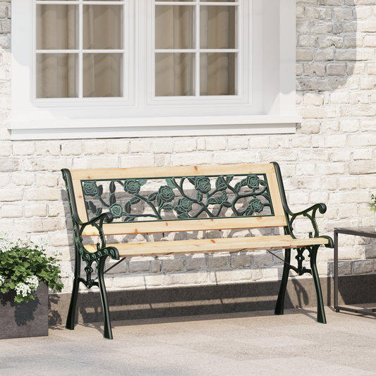Banc de jardin vidaXL avec dossier à motif de roses 116 cm en bois