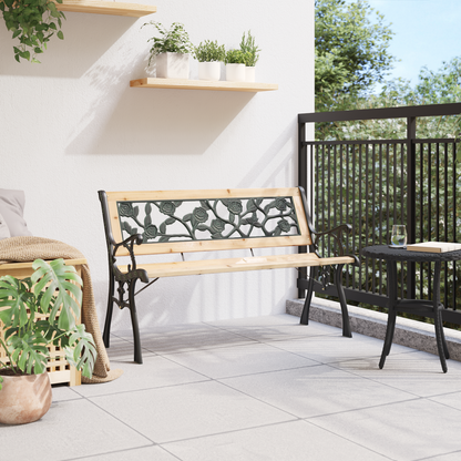 Banc de jardin vidaXL avec dossier à motif de roses 116 cm en bois