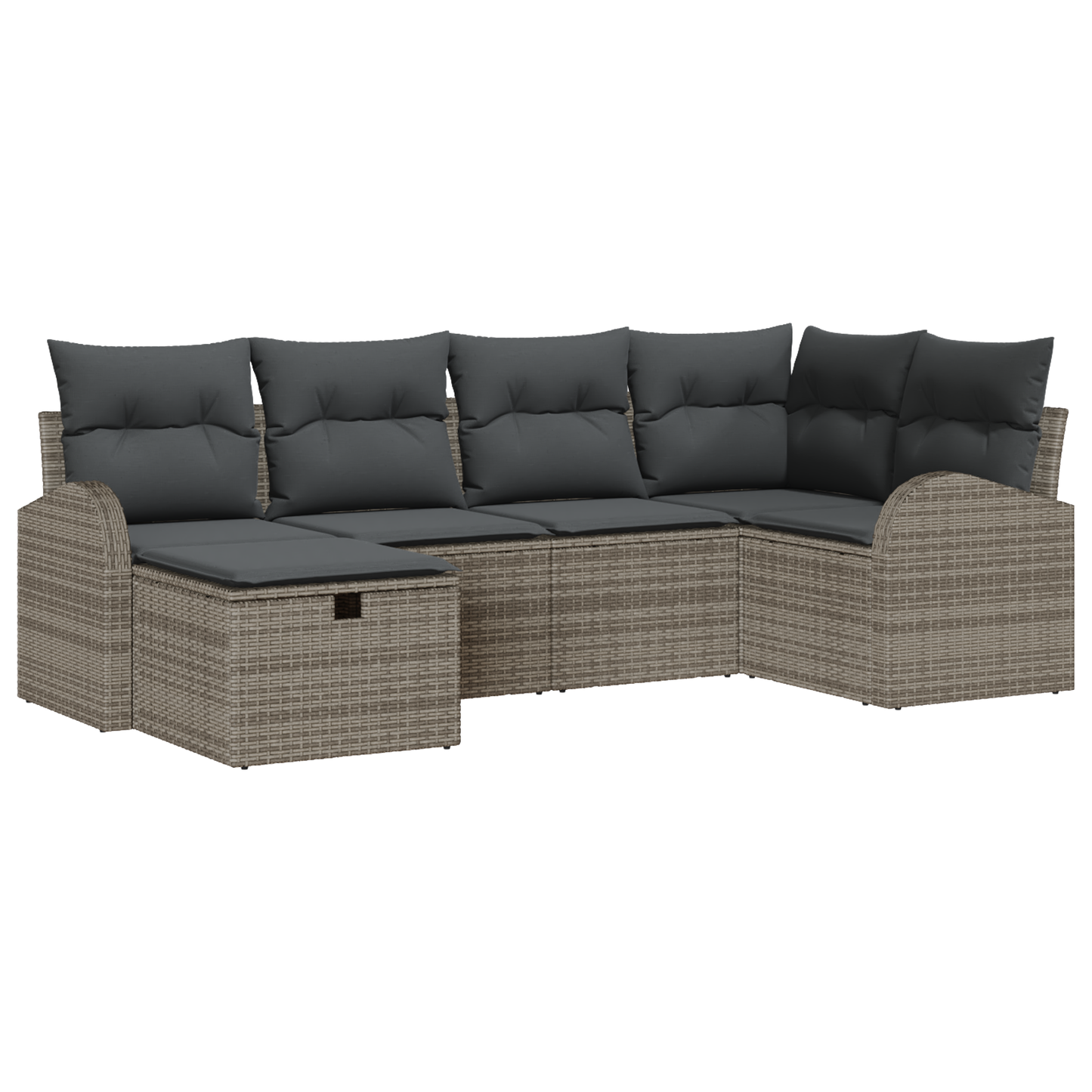 Canapé de jardin 6 pièces avec coussins gris en rotin synthétique