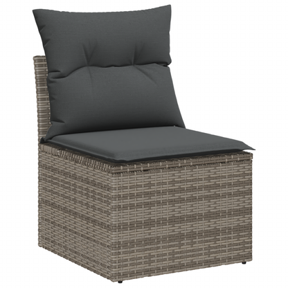 Canapé de jardin 6 pièces avec coussins gris en rotin synthétique