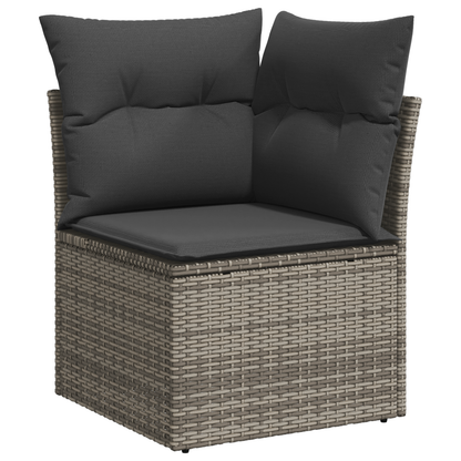 Canapé de jardin 6 pièces avec coussins gris en rotin synthétique