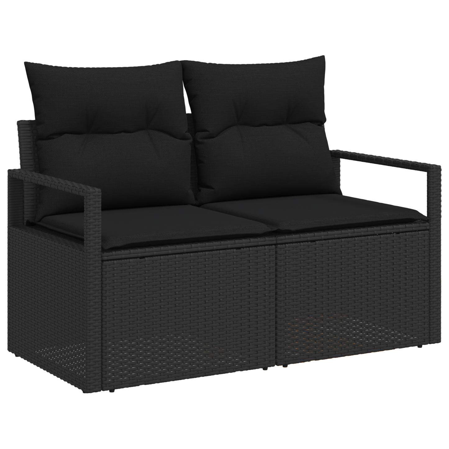 Canapé de jardin 6 pièces avec coussins en Rotin Poly Noir