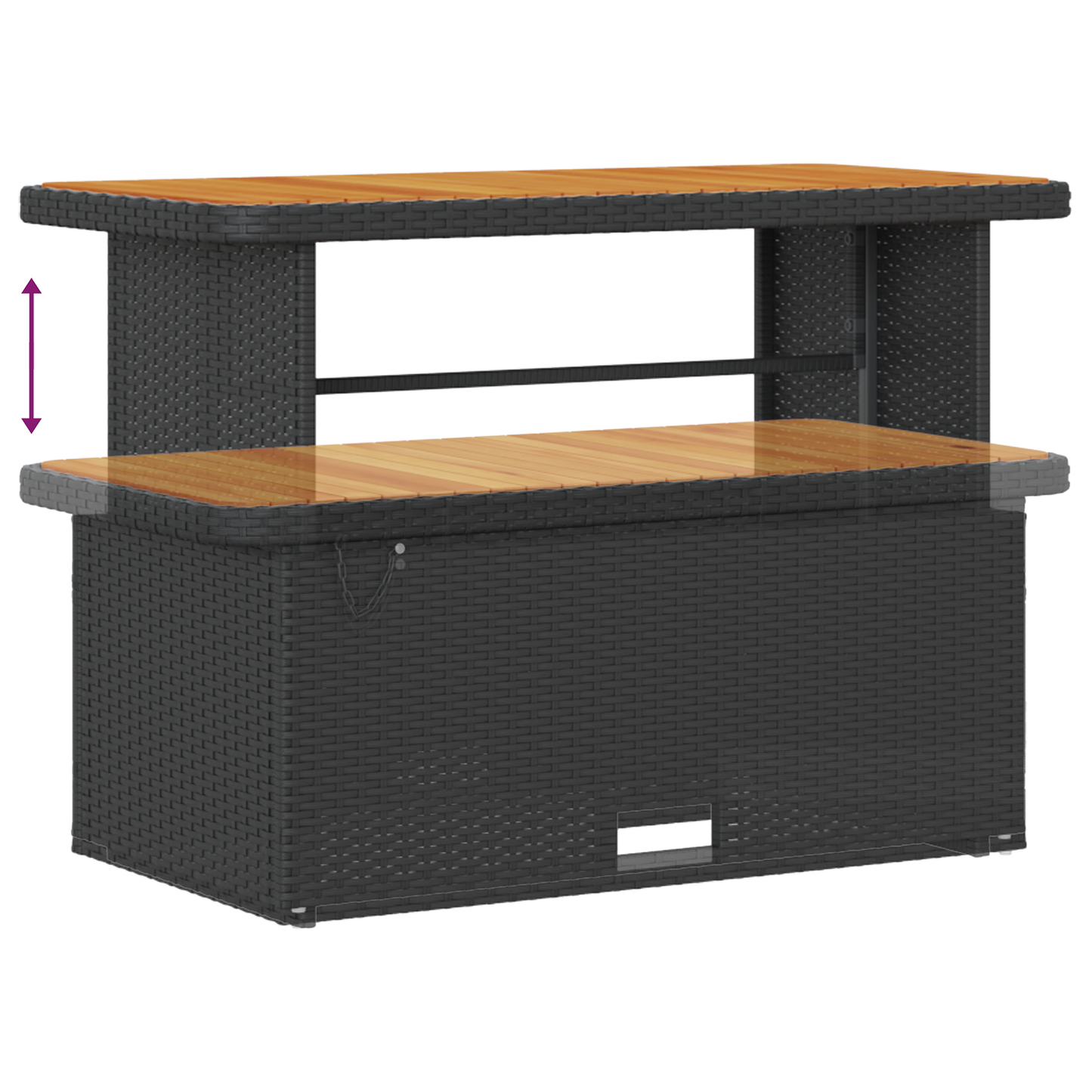 Canapé de Jardin 10 Pièces Avec Coussins Noir Poly Rattan Acacia