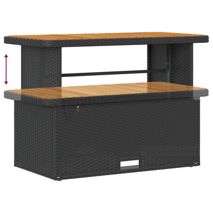 Canapé de Jardin 10 Pièces Avec Coussins Noir Poly Rattan Acacia