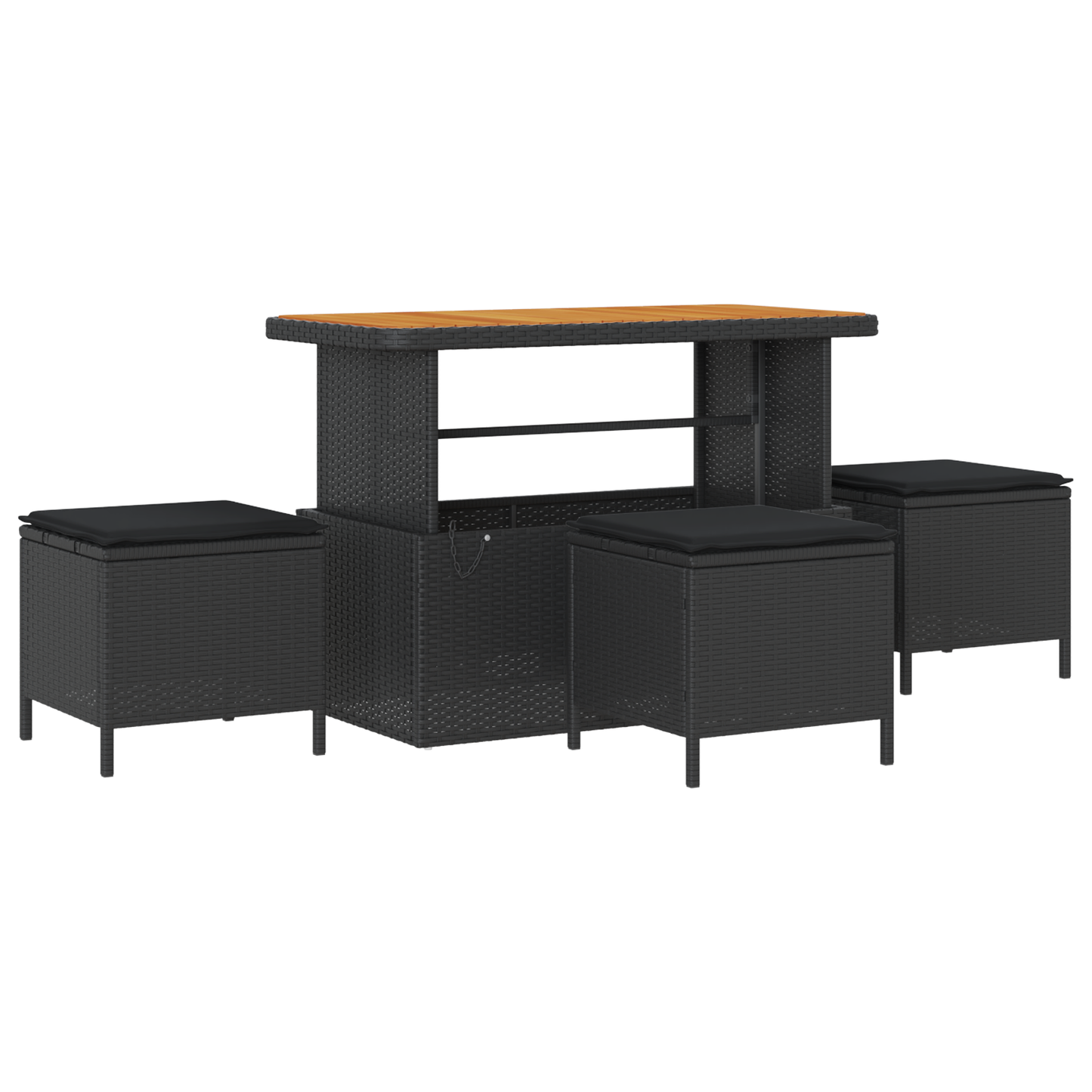 Canapé de Jardin 10 Pièces Avec Coussins Noir Poly Rattan Acacia