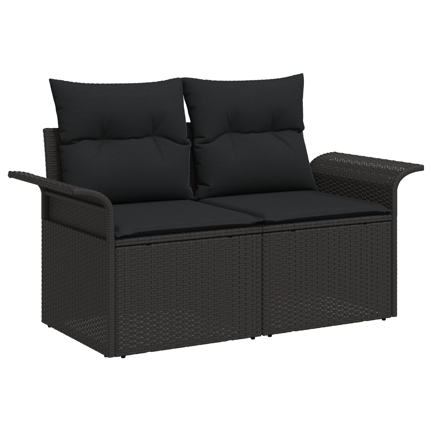 Canapé de Jardin 10 Pièces Avec Coussins Noir Poly Rattan Acacia
