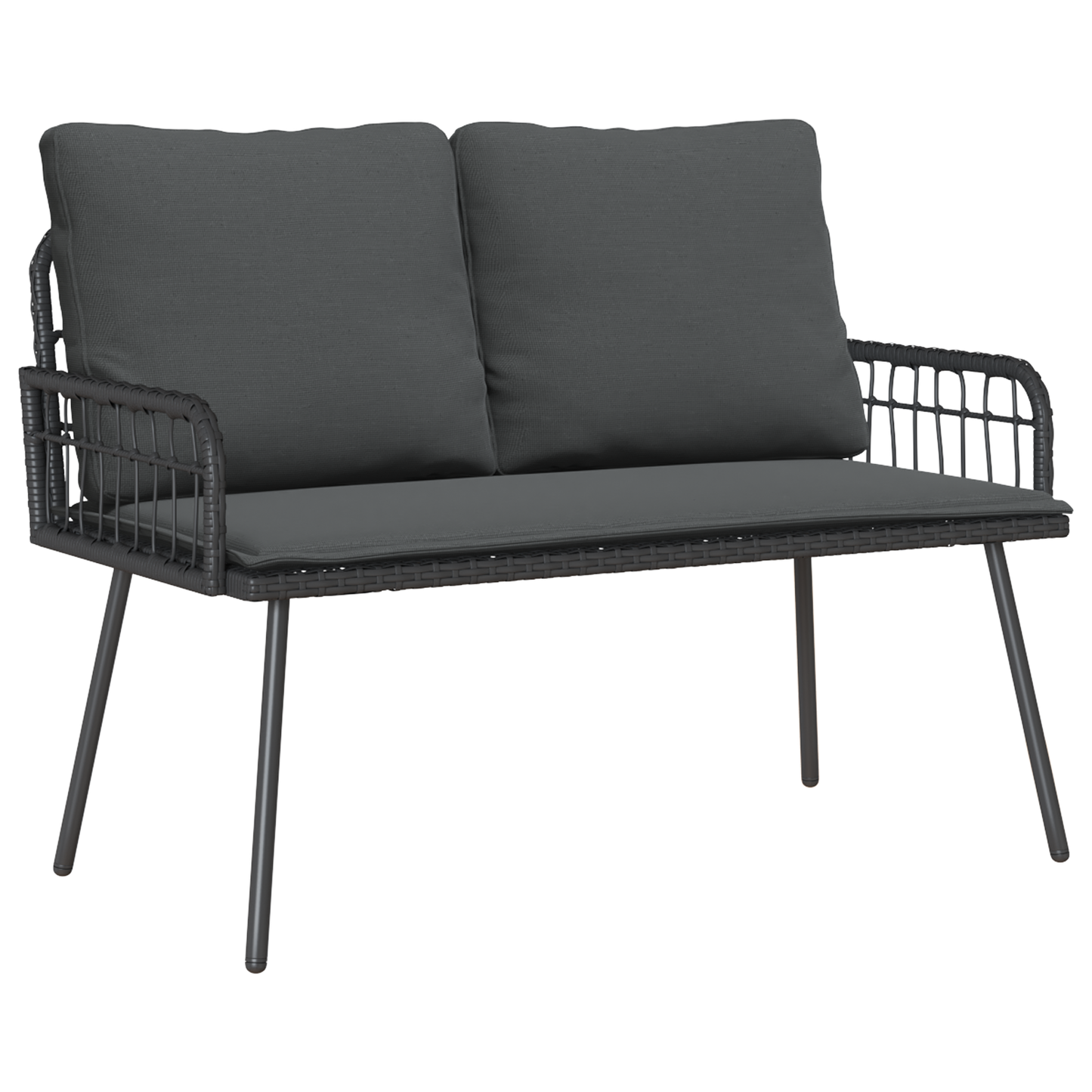 Banc de jardin vidaXL Noir 114x64x78 cm Poly Rattan