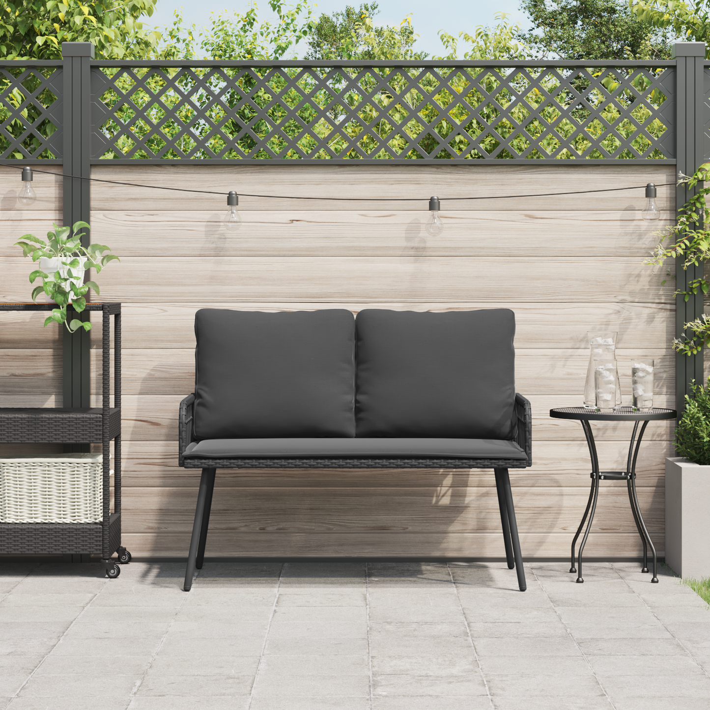 Banc de jardin vidaXL Noir 114x64x78 cm Poly Rattan