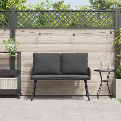 Banc de jardin vidaXL Noir 114x64x78 cm Poly Rattan