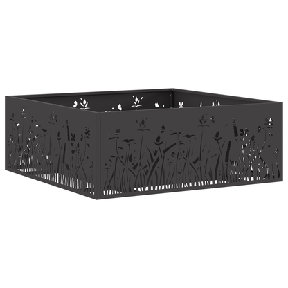 brasero carré vidaXL noir 80x80x30 cm en acier