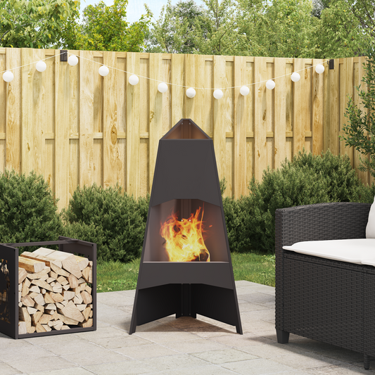 brasero pyramidal vidaXL Noir 50x45x95 cm Acier