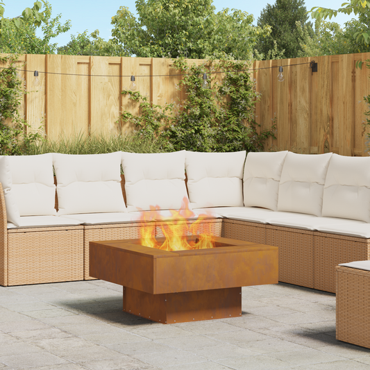 Brasero carré vidaXL 80x80x40 cm en acier résistant aux intempéries