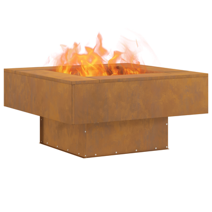 Brasero carré vidaXL 80x80x40 cm en acier résistant aux intempéries