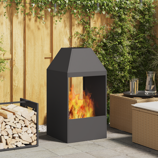 brasero vidaXL noir 50x50x100 cm en acier