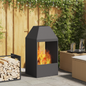 brasero vidaXL noir 50x50x100 cm en acier
