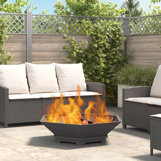 brasero hexagonal vidaXL noir 100x100x28 cm en acier